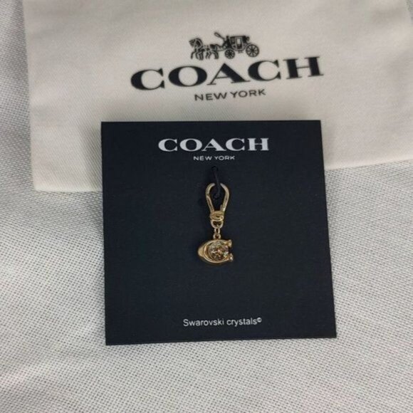 COACH Collectible Signature C Stone Charm Swarovski Crystals Gold Tone - Picture 4 of 7